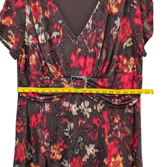Perceptions Woman Maxi Dress Multicolor Floral Short Sleeve V Neck Size 18W - Picture 9 of 11